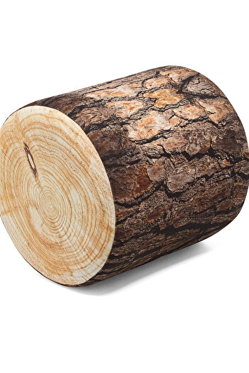 FAVORA Kütük Puf Silindir - Kahverengi