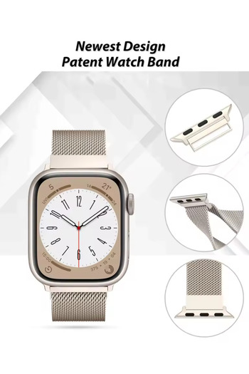 PSGT Apple Watch Uyumlu Seri 1/2/3/4/5/6/se/7/8/9 (38/40/41MM)-s10-11(42MM) Kordon Paslanmaz Metal Milano