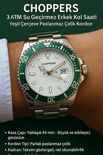 Enjoy Men's Wrist Watch Durable Design Choppers Professional with Green Bezel