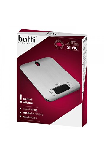 BOTTİ Botti Silvio Kitchen Scale, stainless steel, gray, 16 x 22 cm, 5 kg