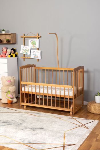 Bamgidoo Ahşap Beşik Anne Yanı Beşik Doğal (VERNİKLİ) 60x120 - Uyku Setsiz Tek Yataklı