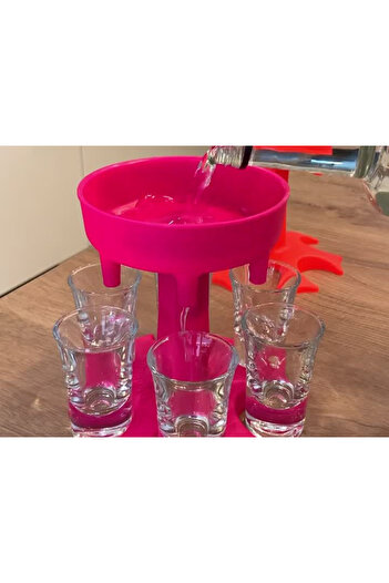 zola Alcohol dispenser with glasses, Zola®, plastic, 13x11 cm, pink
