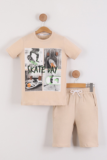 Pollito Boys Skate Day Printed T-Shirt Shorts 2-Piece Set