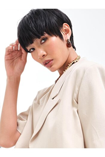 RİVUS Gold Framed Bone Drop Earrings - Brown