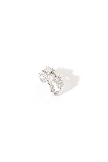 RİVUS İki Sıra Taşlı Parıltı Ear Cuff - Silver