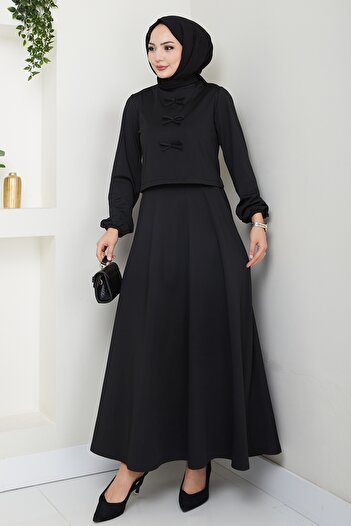 InStyle Black Suit with Skirt and Bow Detail