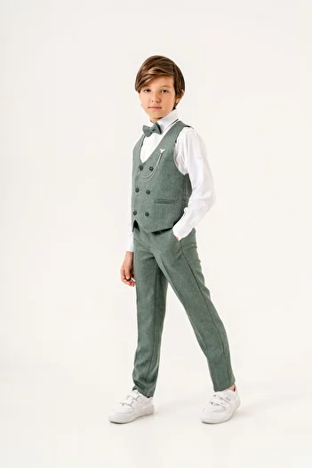 carino's kids Boy's Tuxedo Suit - Set of 4 with Vest, Bow Tie and Shirt