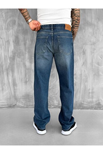 ablukaonline Erkek Baggy Fit Jean Koyu Mavi