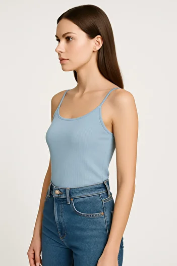 HNX Navy Cotton Thin Strap Ribbed Women's Athlete