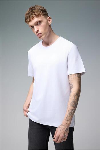 VENA Men's Ken White Crew Neck Regular Fit Basic T-Shirt - 29716-022