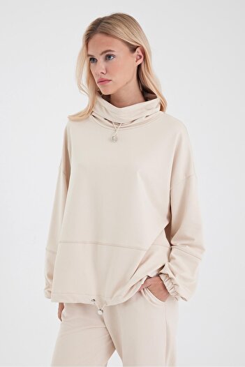 VENA Women's Norah Stone Collar Detailed Regular Fit Sweatshirt - 29554-092