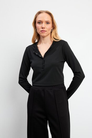 VENA Women's Long Sleeve Black Active T-Shirt