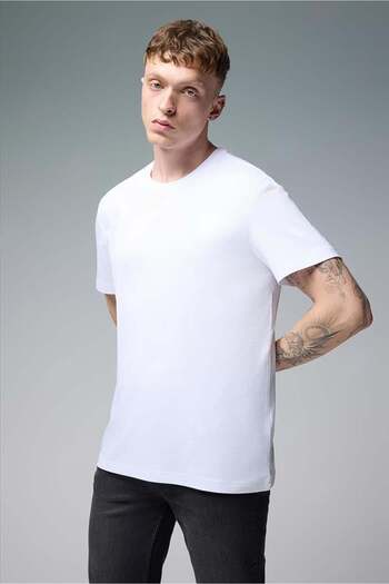 VENA Men's Ken White Crew Neck Regular Fit Basic T-Shirt - 29716-022