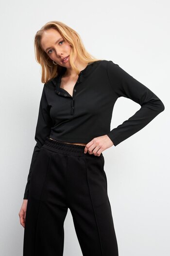 VENA Women's Long Sleeve Black Active T-Shirt