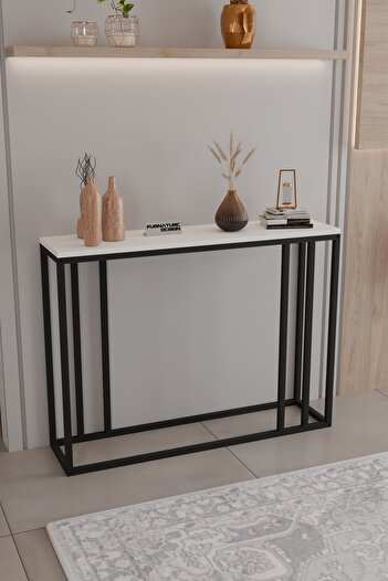 CMKStore Metal Ayaklı Dresuar Dekoratif Raflı Dresuar Konsol Metal Dresuar 100 Cm