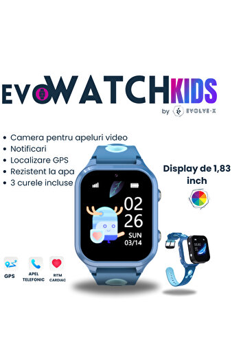 Evolve-x EvoWatch KIDS Smartwatch for Children, GPS Tracking, SIM 4G, HD Video Call, GeoFence