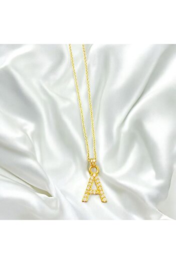 Store Zircon Stone a Letter Steel Necklace