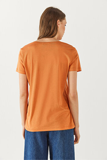 VENA Μπλούζα Boyfriend V Γραμμή Κανονική Modal (TENCEL)(TM) - TERRACOTTA