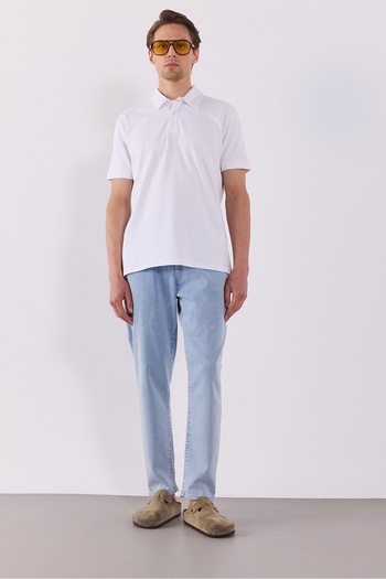 VENA Sky Blue David Slim Fit Jean Trousers - Elastic Waist