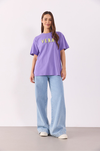 VENA Μπλουζάκι με λογότυπο Oversize - Λιλά