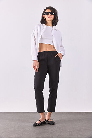 VENA Alian Smart Trousers with Elastic Waist - Black
