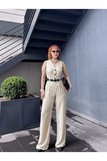 Bak'ap Premium Summer Linen Belted Jumpsuit