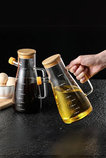 Heredot Mithra Life 2-Pack Bamboo Lid Borosilicate Glass - 900 ml Oil Pot Mit1071
