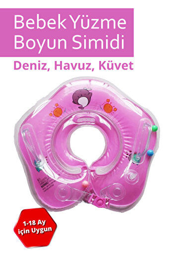 SmartFox Deniz Havuz Emniyet Kilitli Bebek Yüzme Boyun Simidi Pembe