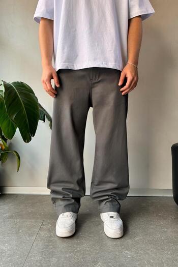 Flaw Wear Anthracite Baggy Fit Gabardine Trousers