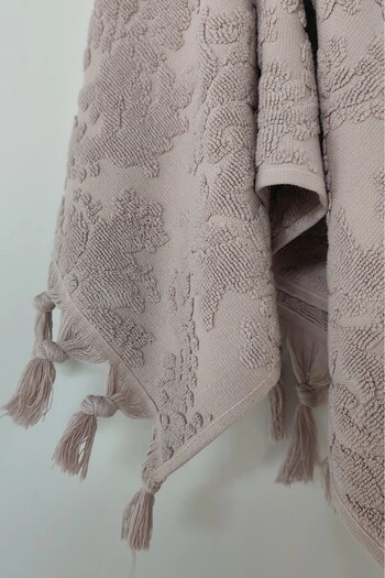 Sevim Lilac Hand Towel - 50x90 cm, 100% Cotton, Fringed, High Water Absorbency