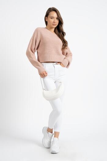 RTD&VLD Women's Vt73 Crew Neck Glitter Knitwear Sweater Powder