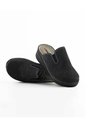 DR KLOMPA Women's Sabo - Black Nubuck - Comfort Supported Structure Stylish Design Soft Sole Suitable for Daily Use
