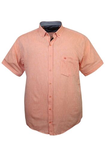 tambattal Plus Size Linen Shirt Short Sleeve Button Collar (Wide Relaxed Fit)