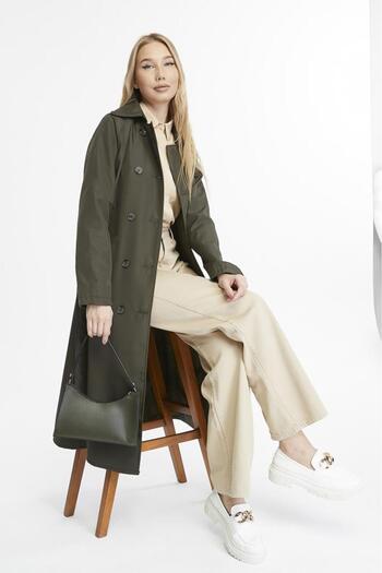 Jamila Long Length Belted Lined Women's Trench Coat