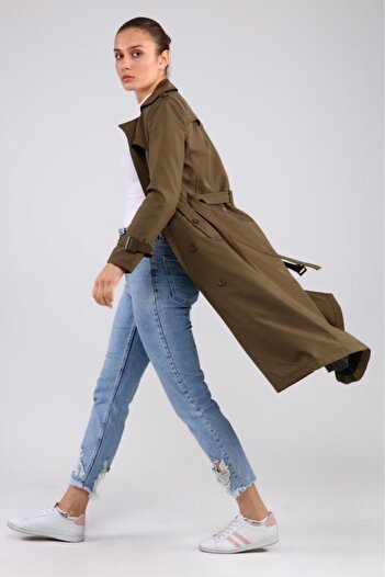 Jamila Long Plus Size Women's Lined Trench Coat