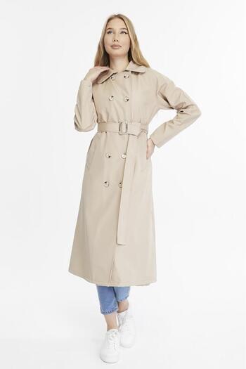 Jamila Long Length Belted Lined Women's Trench Coat