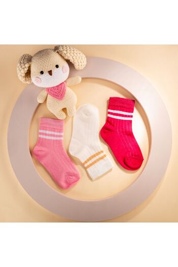 Novibaby 5-Piece Unisex Children's Socks - White, Black, Pink, Cotton School Socks
