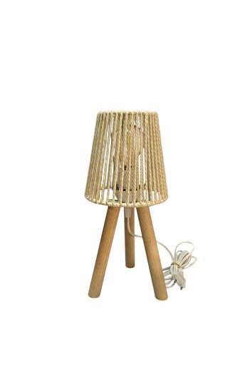 CONANA Three Leg Mini Wooden Lampshade (Ecru Macrame Rope Headboard)