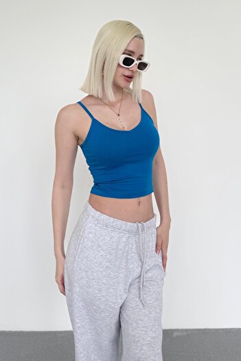 Madmext Blue Strap V-Neck Tank Top Mg2454
