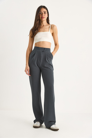 Bianco Lucci Women's Comfortable Palazzo Trousers with Velcro Waist 3826 60261150