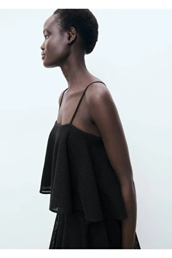 MANGO Woman Tricot Dress with Volants