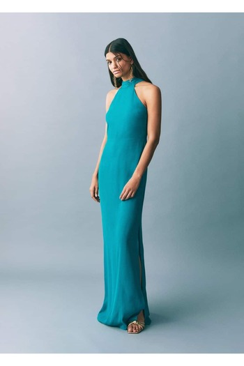 Mango Teen Long Dress with Halter Collar