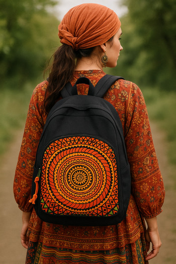 Street Bag Етнічний богемський рюкзак - 3 відділення, широкий, ортопедичний, для школи та подорожей