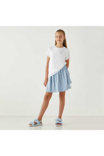 Juniors Solid Skirt With Elasticated Waistband And Pockets