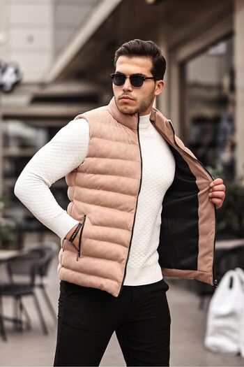 Mero Life Men's Vision Nubuck Suede Puffer Vest