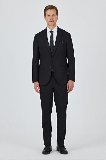 İmza Black Mono Collar Lined Double Slit Flexible 6 Drop Comfort Fit Classic Suit 1001250163