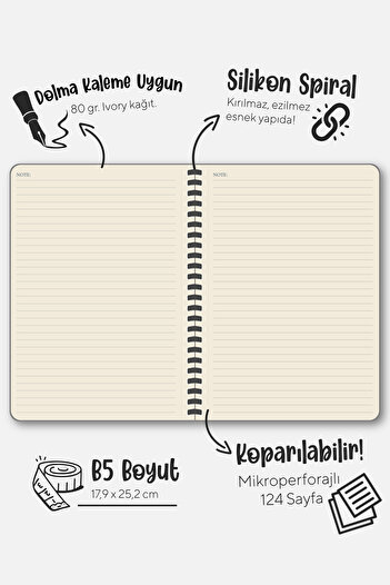 Victoria's Journals Caiet spiralat din silicon 80 gr. Marfă 18x25cm Dungi
