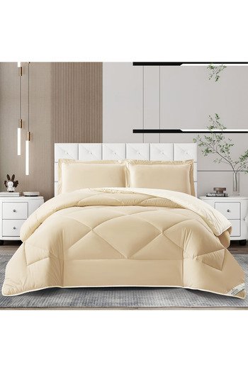 Donetella 3-Piece Comforter Set – King Size 260x240 cm, Microfiber, Solid Quilted 350 Gsm Filling