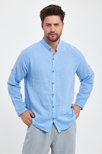 Heaven Ephesus Men's Shirt - Muslin Judge Collar Long Sleeve Shirt - 4050