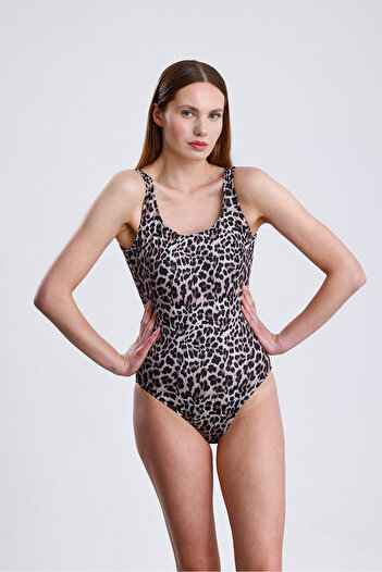 segiza Strappy Leopard Patterned Swimsuit